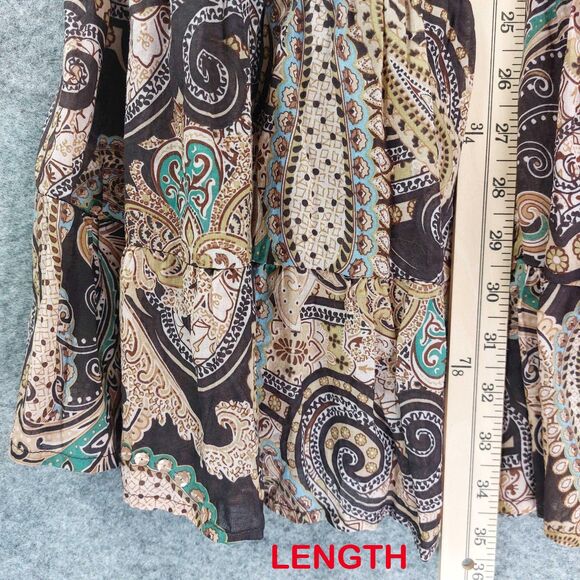 Reba Skirt Womens Small Brown Paisley Sequin Maxi Boho Lined Tiered Cotton - Picture 6 of 11